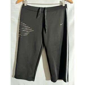 Nike Leggings Women's XL Black Capri Crop Yoga Pants High Rise Tie Waist…